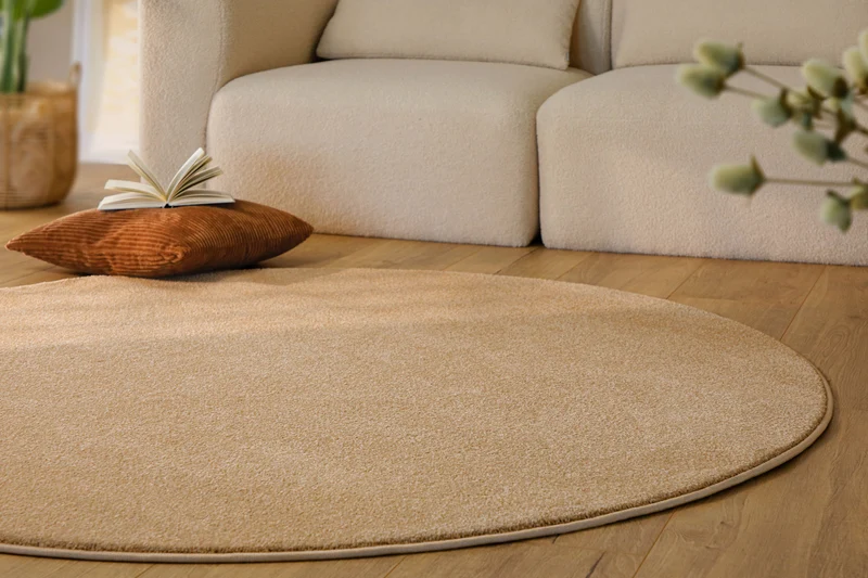 Esprit Kurzflorteppich Rund Sand Beige "Vegas"