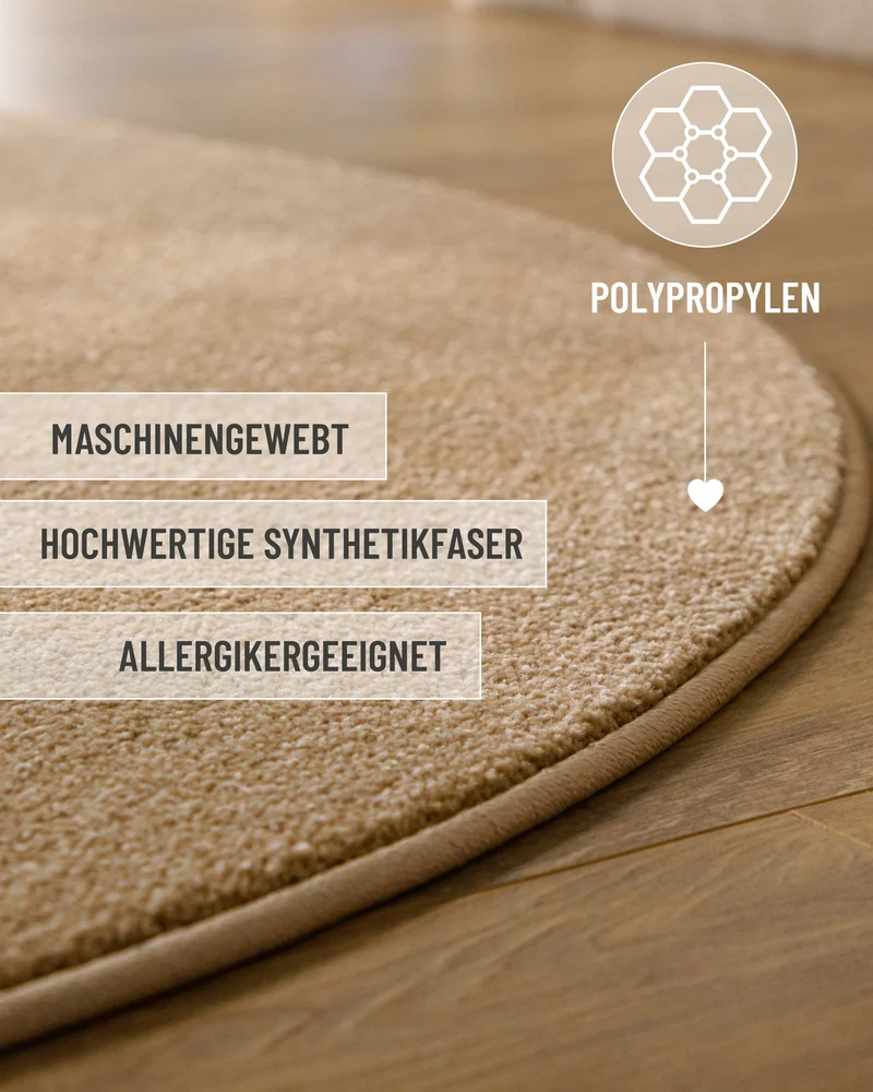 Esprit Kurzflorteppich Rund Sand Beige "Vegas"