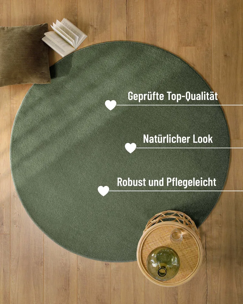 Esprit Kurzflorteppich Rund Laub Grün "Vegas"