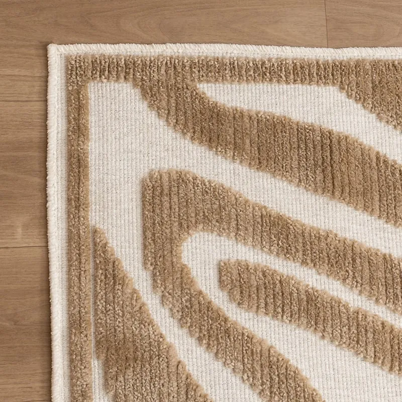 Waschbarer Teppich - Dunya Zebra Beige Weiß