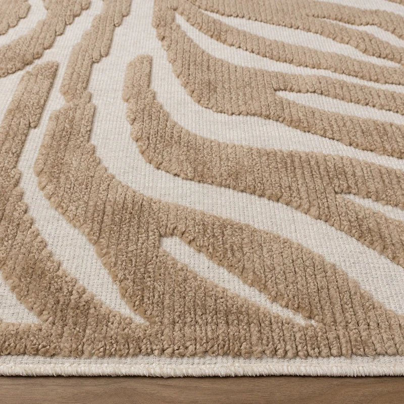 Waschbarer Teppich - Dunya Zebra Beige Weiß
