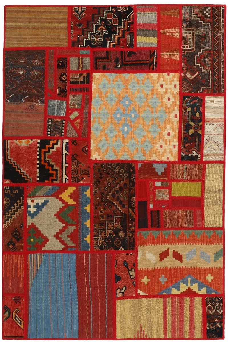 MY-RUG Teppich "Modern Patchwork " Geometrische Muster, Handgeknüpft