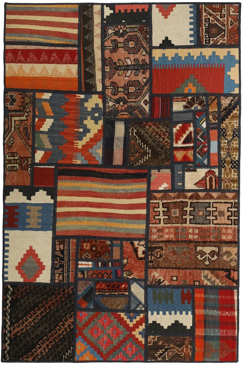 MY-RUG Teppich "Modern Patchwork " Geometrische Muster, Handgeknüpft