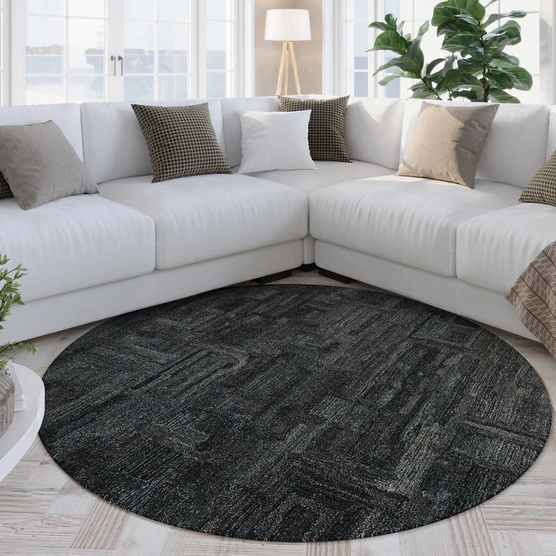Kurzflor Teppich Rund Blau Grau "Hamptons FORTYTWO" WECONhome
