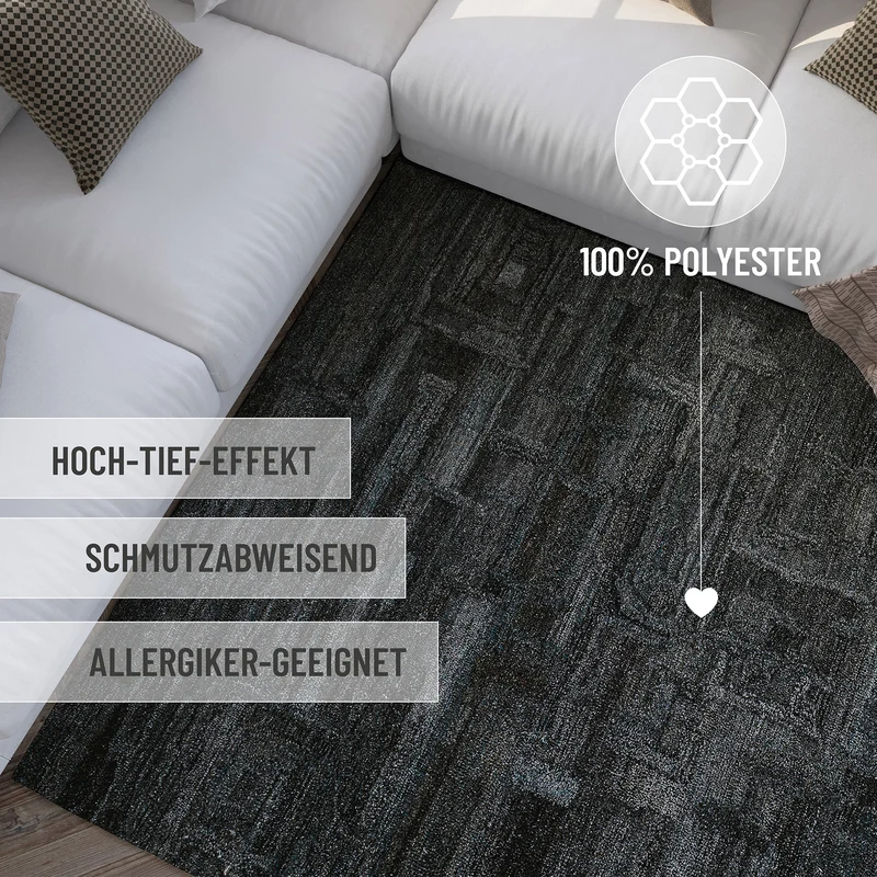 Kurzflor Teppich Blau Grau "Hamptons FORTYTWO" WECONhome