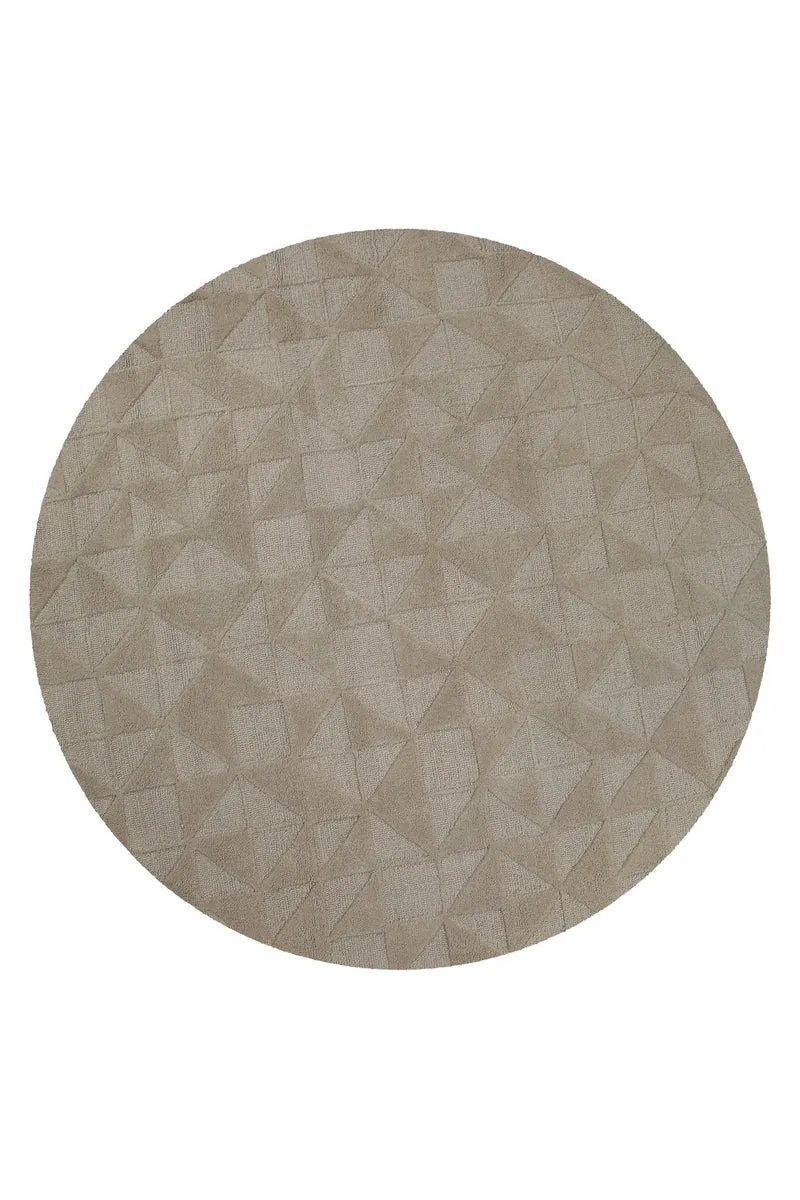 Kurzflor Teppich Rund Sand Beige aus Schurwolle "Hamptons THIRTYSEVEN" WECONhome
