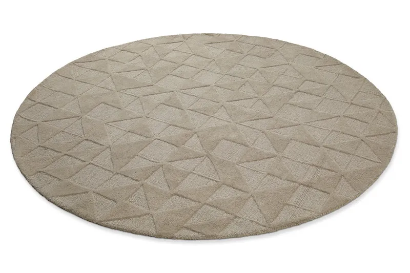 Kurzflor Teppich Rund Sand Beige aus Schurwolle "Hamptons THIRTYSEVEN" WECONhome