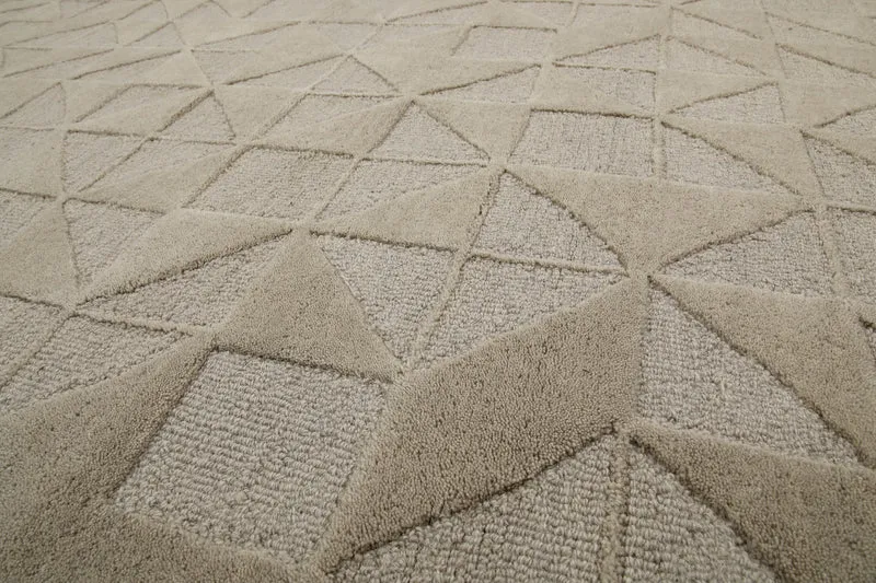 Kurzflor Teppich Rund Sand Beige aus Schurwolle "Hamptons THIRTYSEVEN" WECONhome