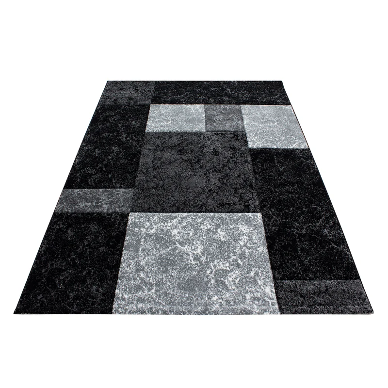 Carpettex Kurzflor Teppich Konturenschnitt Karo Meliert Waschbar