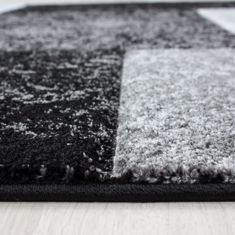 Carpettex Kurzflor Teppich Konturenschnitt Karo Meliert Waschbar