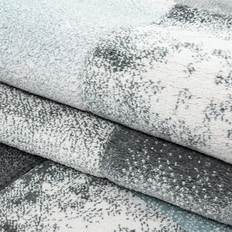 Carpettex Kurzflor Teppich Konturenschnitt Karo Meliert Waschbar