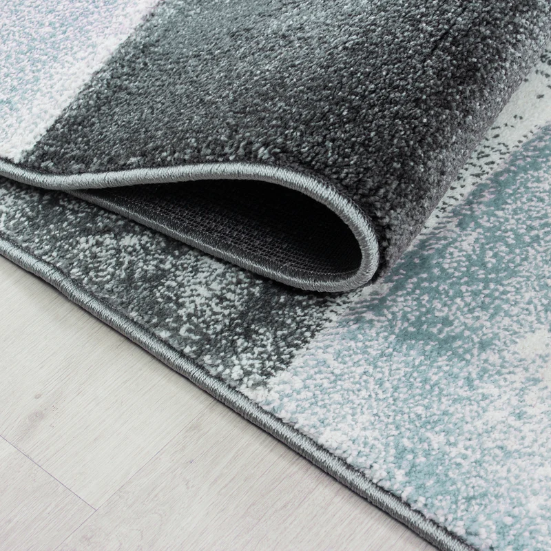 Carpettex Kurzflor Teppich Konturenschnitt Karo Meliert Waschbar