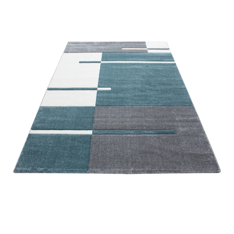 Carpettex Kurzflor Teppich Konturenschnitt Karo Meliert Waschbar
