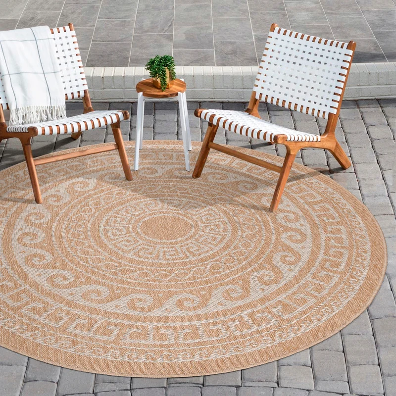 Carpettex Runder Outdoor Teppich Sisal Optik Jute Natur