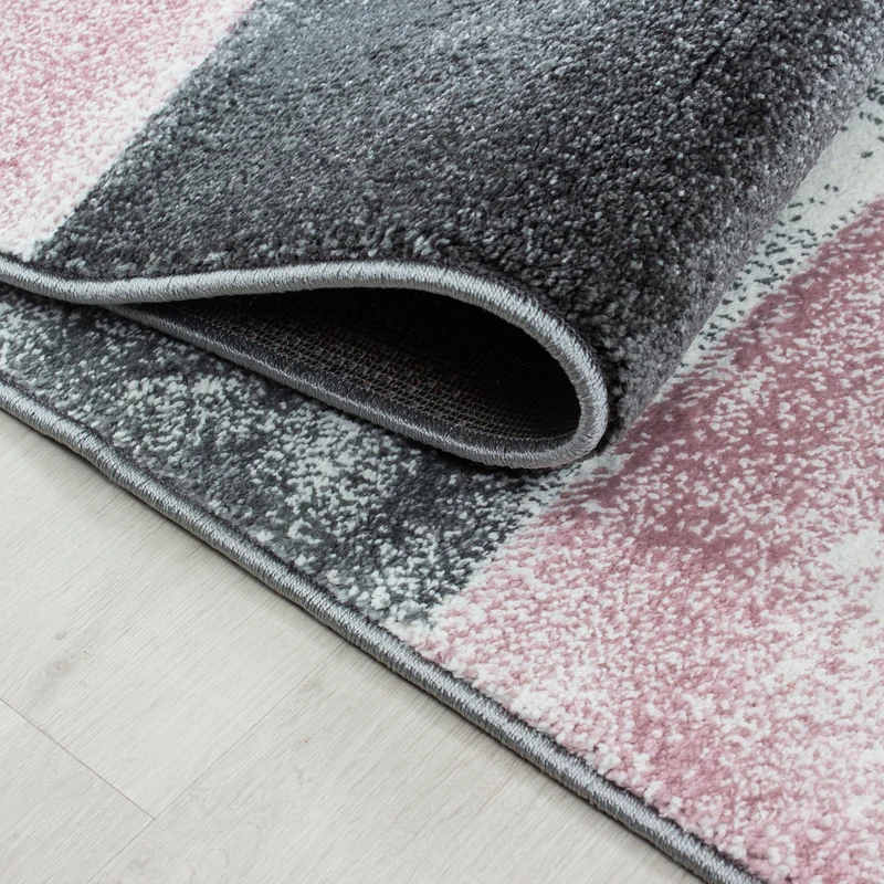 Carpettex Kurzflor Teppich Konturenschnitt Karo Meliert Waschbar