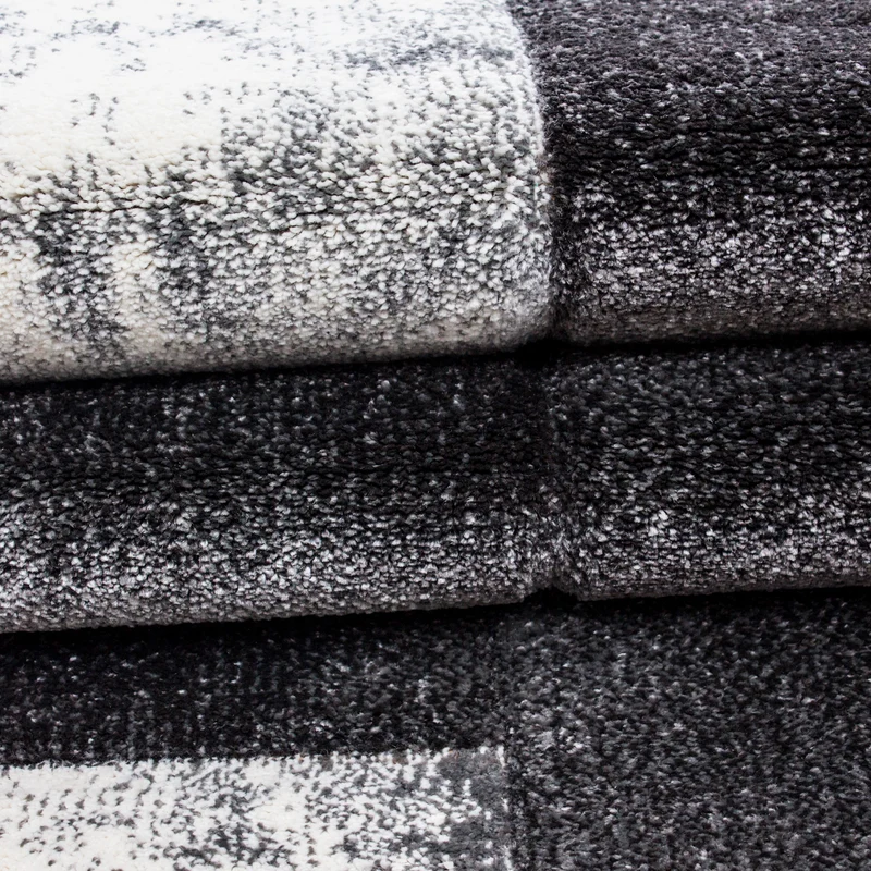 Carpettex Kurzflor Teppich Konturenschnitt Karo Meliert Waschbar