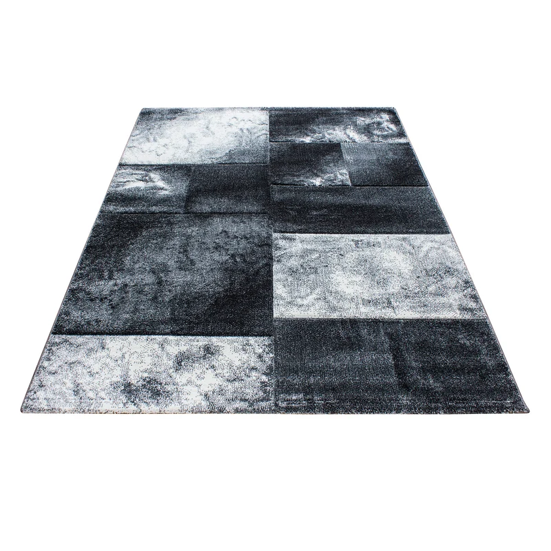 Carpettex Kurzflor Teppich Konturenschnitt Karo Meliert Waschbar