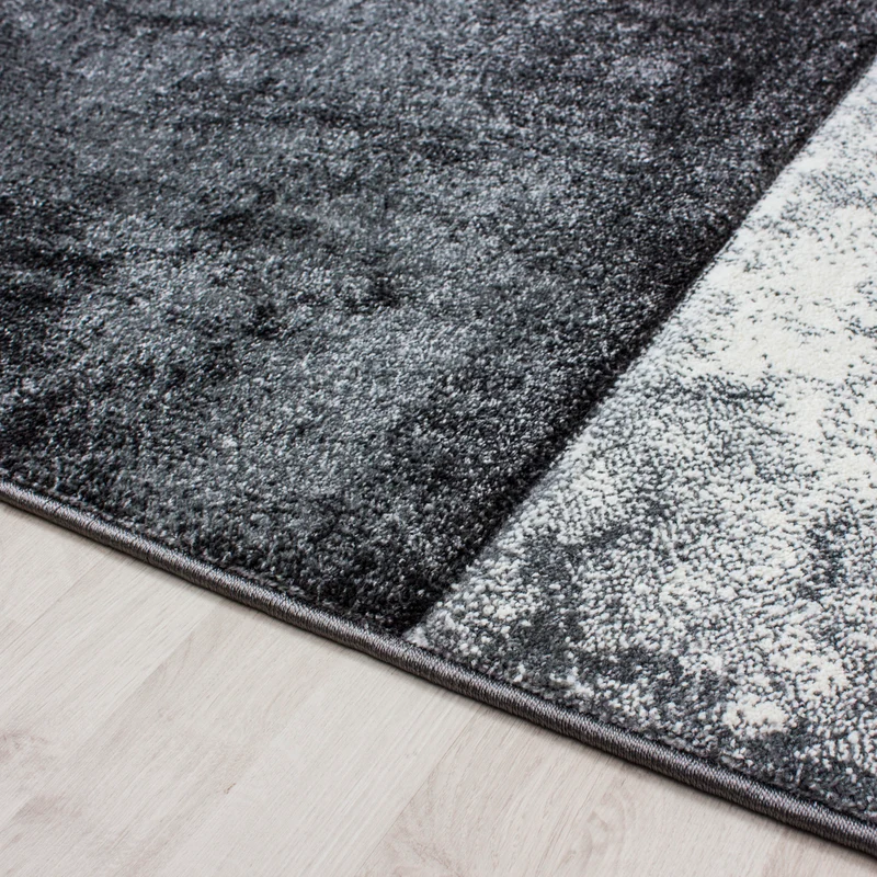 Carpettex Kurzflor Teppich Konturenschnitt Karo Meliert Waschbar