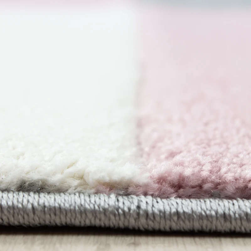 Carpettex Kurzflor Teppich Konturenschnitt Karo Meliert Waschbar