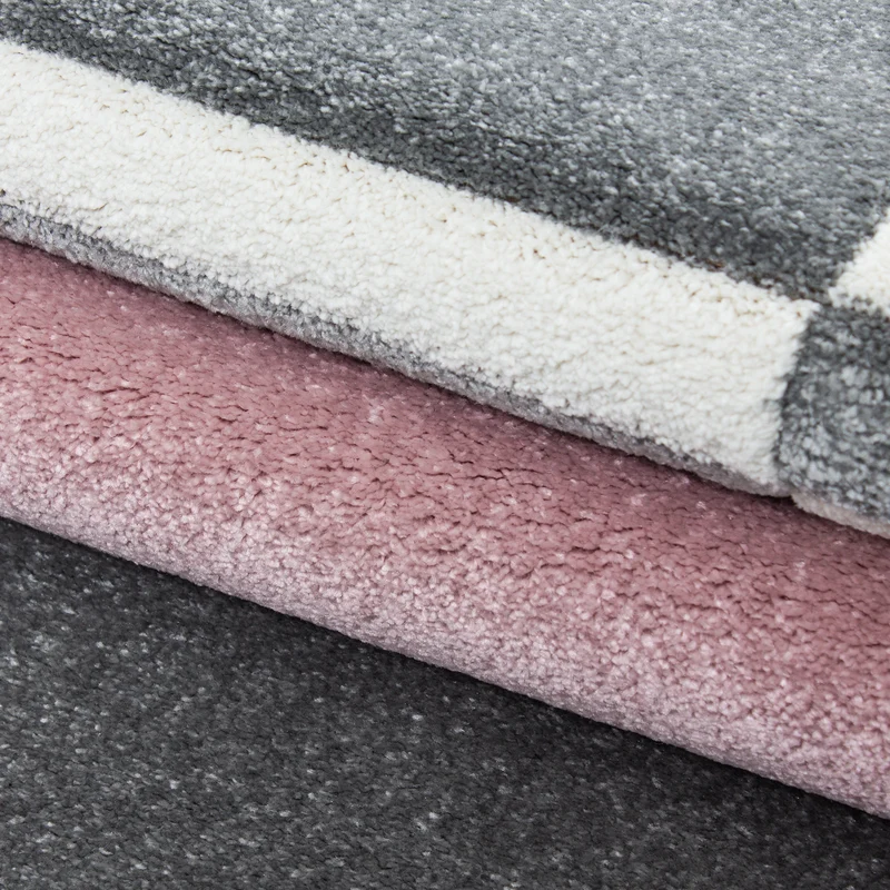 Carpettex Kurzflor Teppich Konturenschnitt Karo Meliert Waschbar