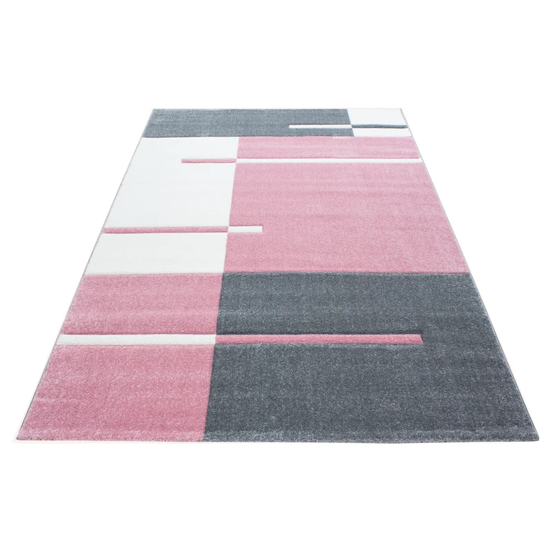 Carpettex Kurzflor Teppich Konturenschnitt Karo Meliert Waschbar