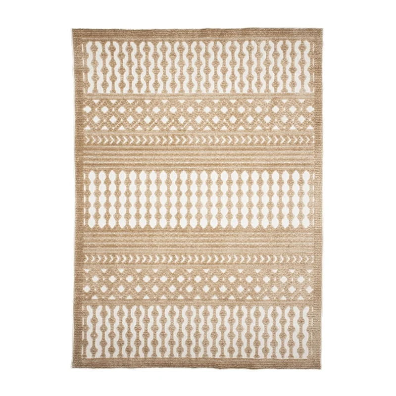 Waschbarer Teppich - Dunya Geo Beige Weiß
