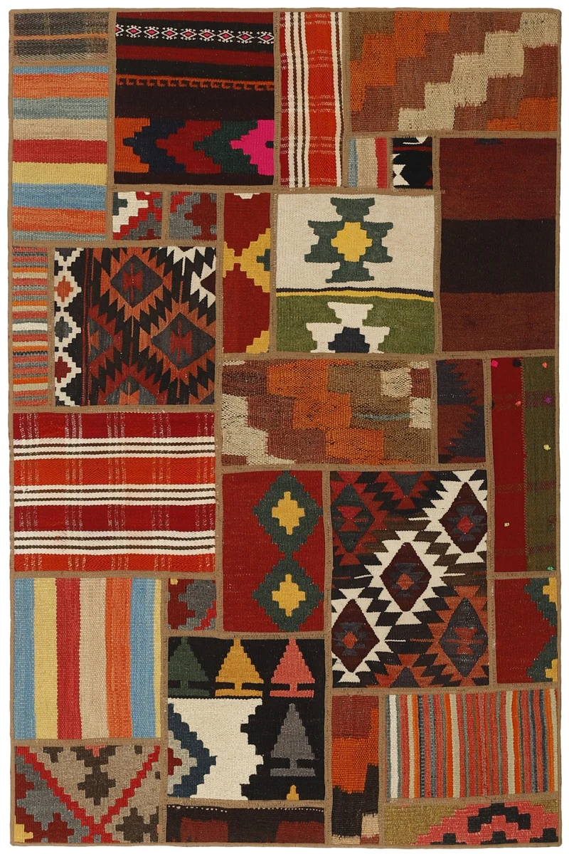 MY-RUG Teppich "Modern Patchwork " Geometrische Muster, Handgeknüpft