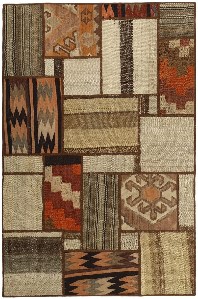 MY-RUG Teppich "Modern Patchwork " Geometrische Muster, Handgeknüpft
