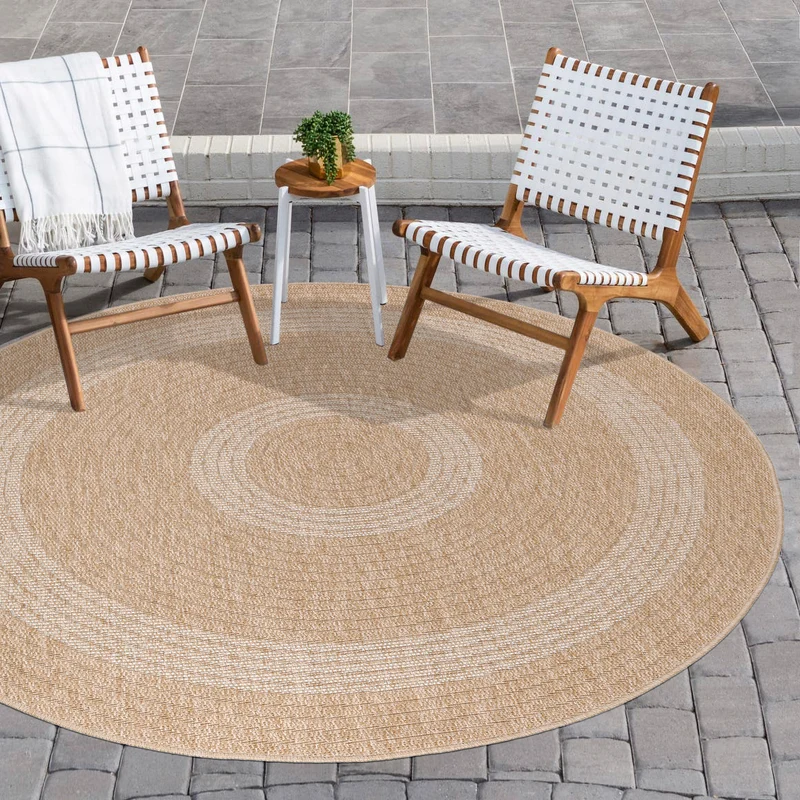 Carpettex Runder Outdoor Teppich Sisal Optik Jute Natur