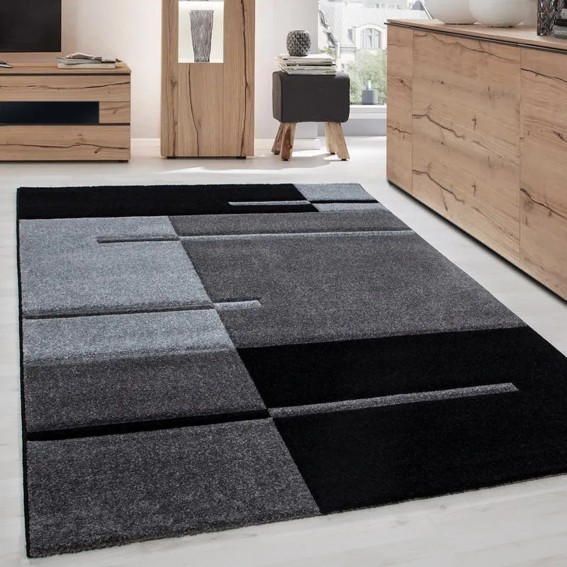 Carpettex Kurzflor Teppich Konturenschnitt Karo Meliert Waschbar