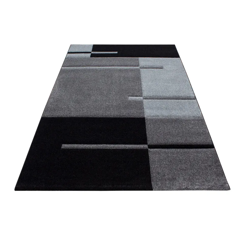 Carpettex Kurzflor Teppich Konturenschnitt Karo Meliert Waschbar
