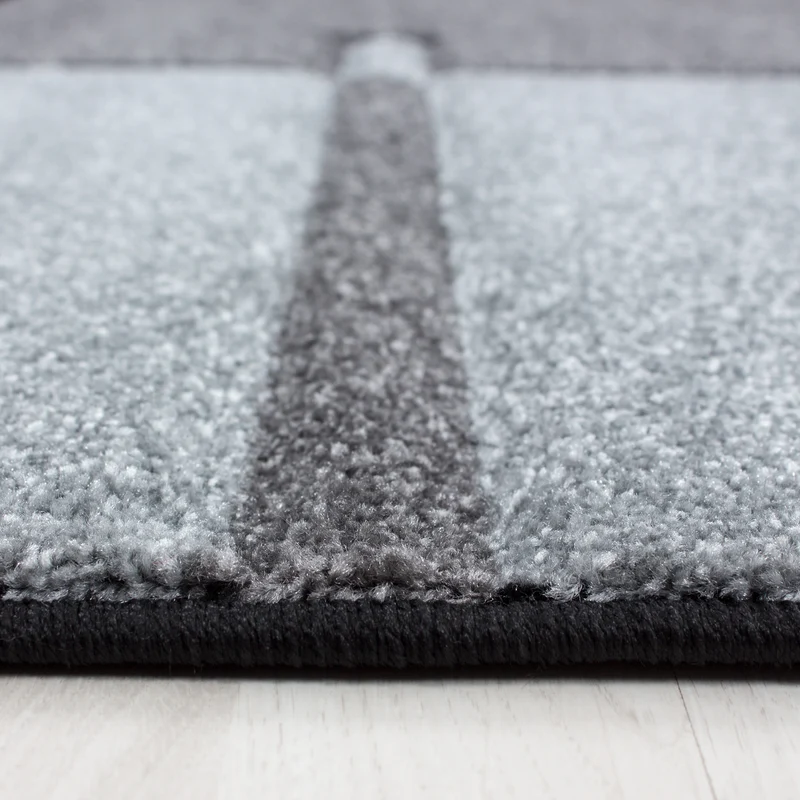 Carpettex Kurzflor Teppich Konturenschnitt Karo Meliert Waschbar