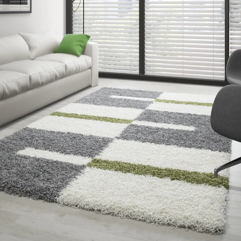 Carpettex Hochflor Teppich Shaggy Karo Weich Pflegeleicht