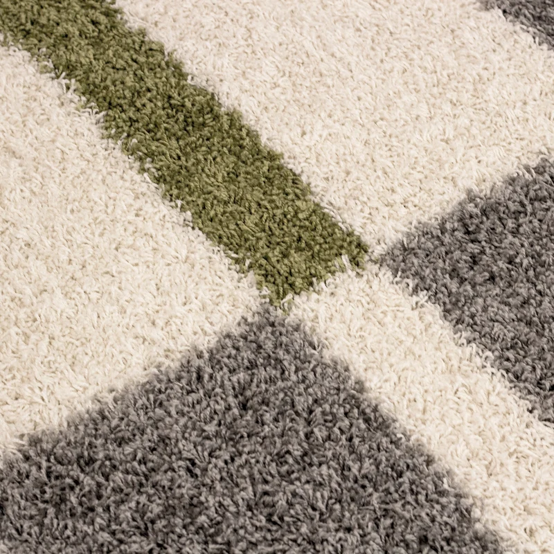 Carpettex Hochflor Teppich Shaggy Karo Weich Pflegeleicht