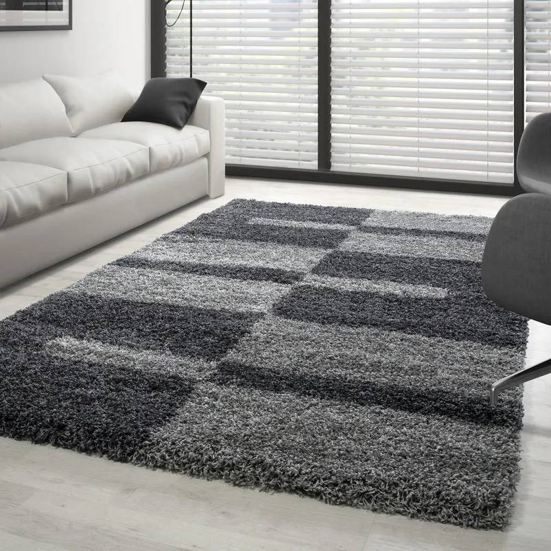 Carpettex Hochflor Teppich Shaggy Karo Weich Pflegeleicht