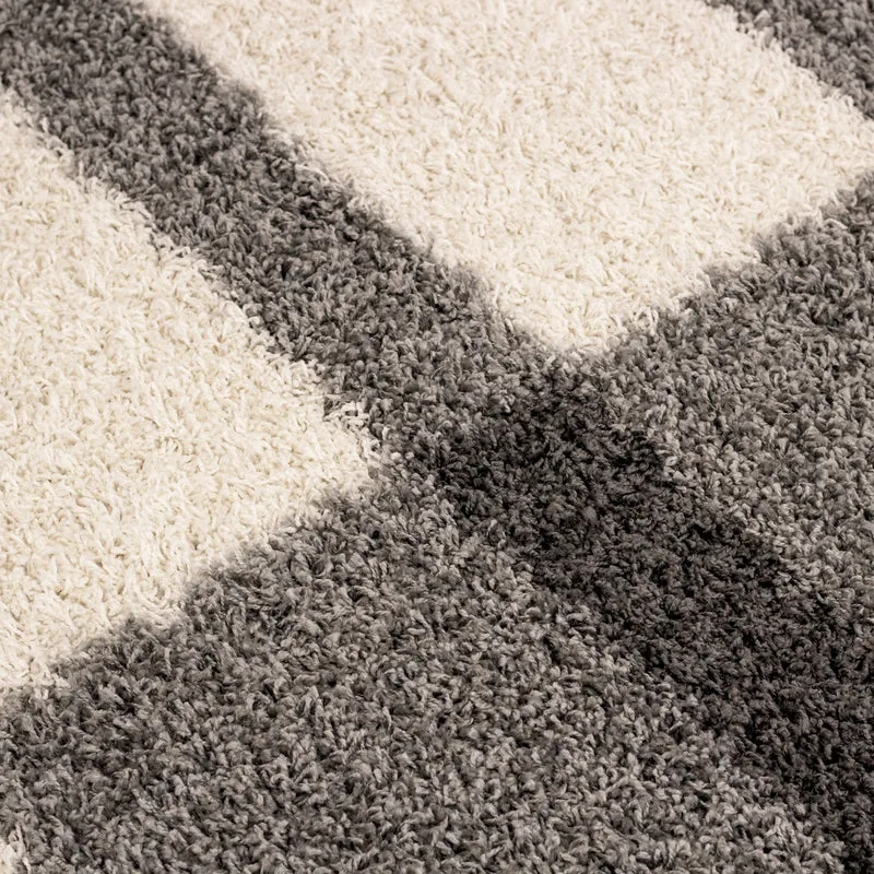 Carpettex Hochflor Teppich Shaggy Karo Weich Pflegeleicht