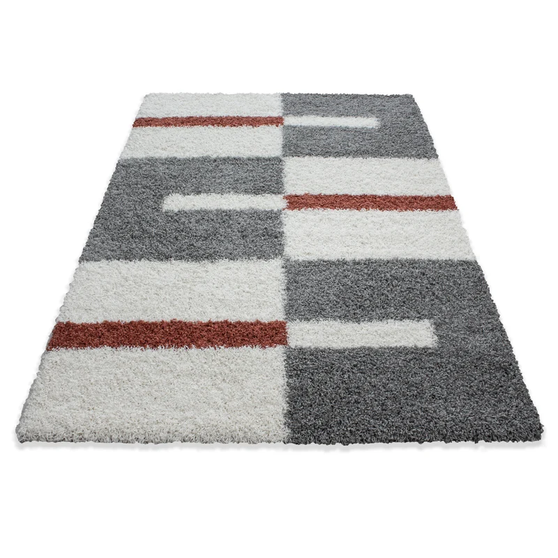 Carpettex Hochflor Teppich Shaggy Karo Weich Pflegeleicht