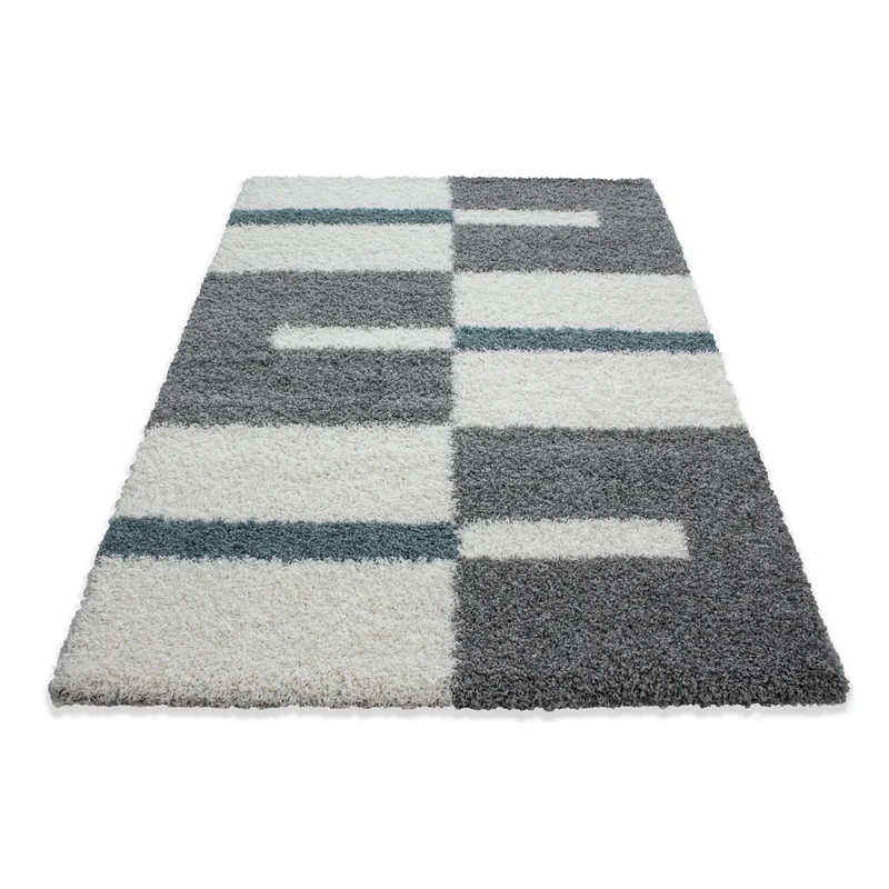 Carpettex Hochflor Teppich Shaggy Karo Weich Pflegeleicht