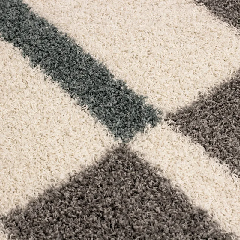 Carpettex Hochflor Teppich Shaggy Karo Weich Pflegeleicht