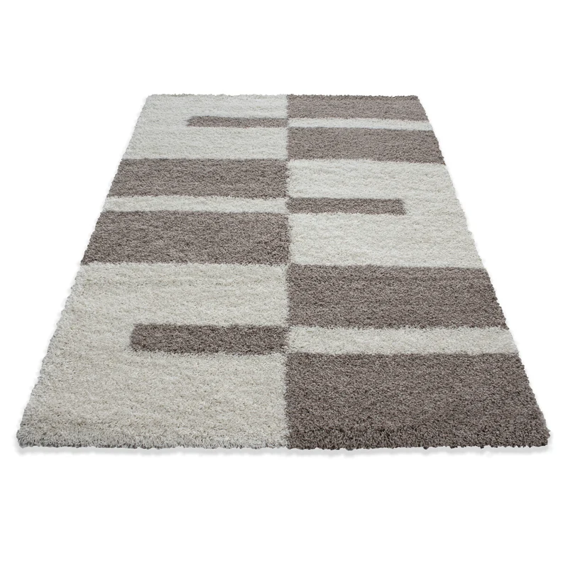 Carpettex Hochflor Teppich Shaggy Karo Weich Pflegeleicht