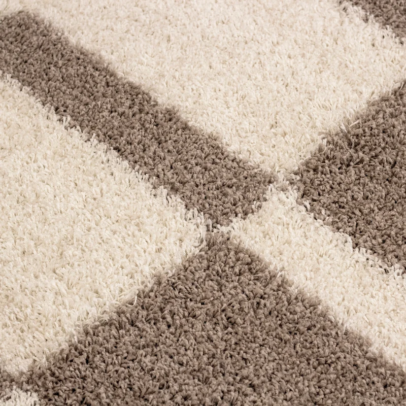 Carpettex Hochflor Teppich Shaggy Karo Weich Pflegeleicht