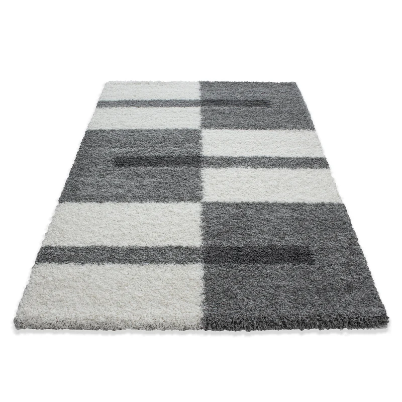 Carpettex Hochflor Teppich Shaggy Karo Weich Pflegeleicht