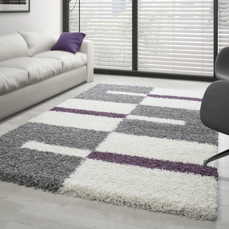 Carpettex Hochflor Teppich Shaggy Karo Weich Pflegeleicht