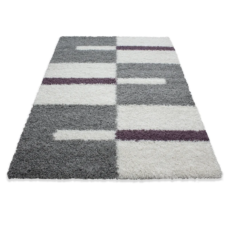 Carpettex Hochflor Teppich Shaggy Karo Weich Pflegeleicht