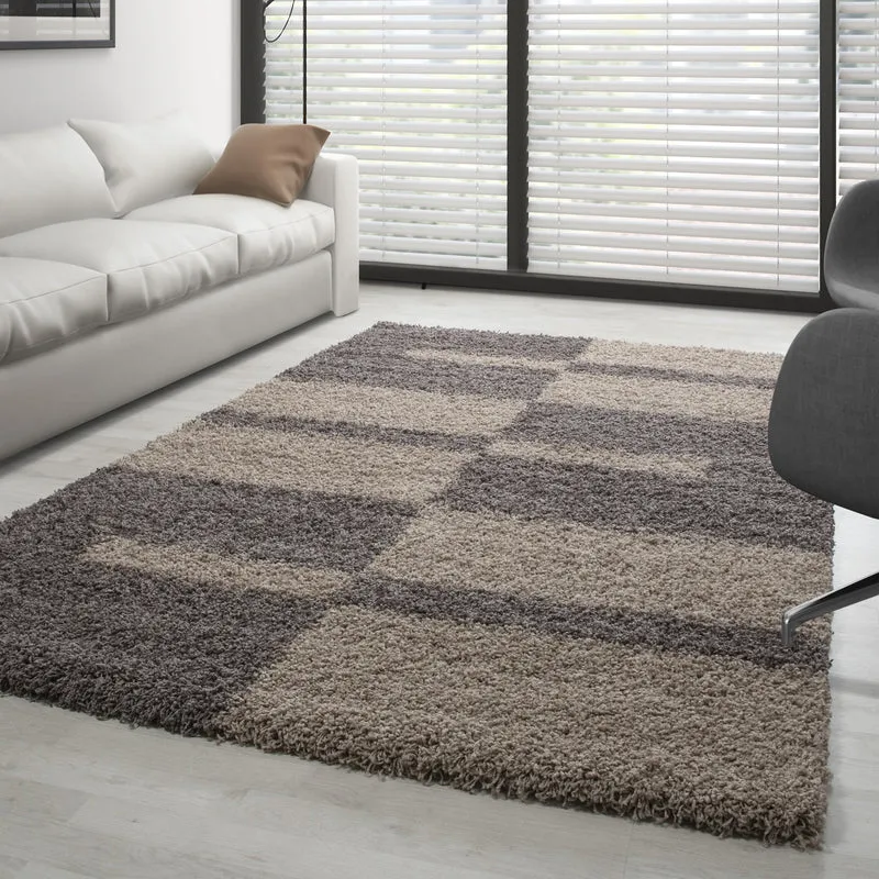 Carpettex Hochflor Teppich Shaggy Karo Weich Pflegeleicht