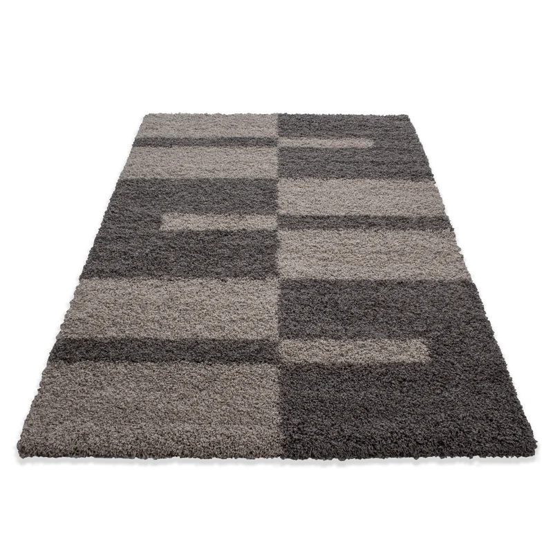 Carpettex Hochflor Teppich Shaggy Karo Weich Pflegeleicht