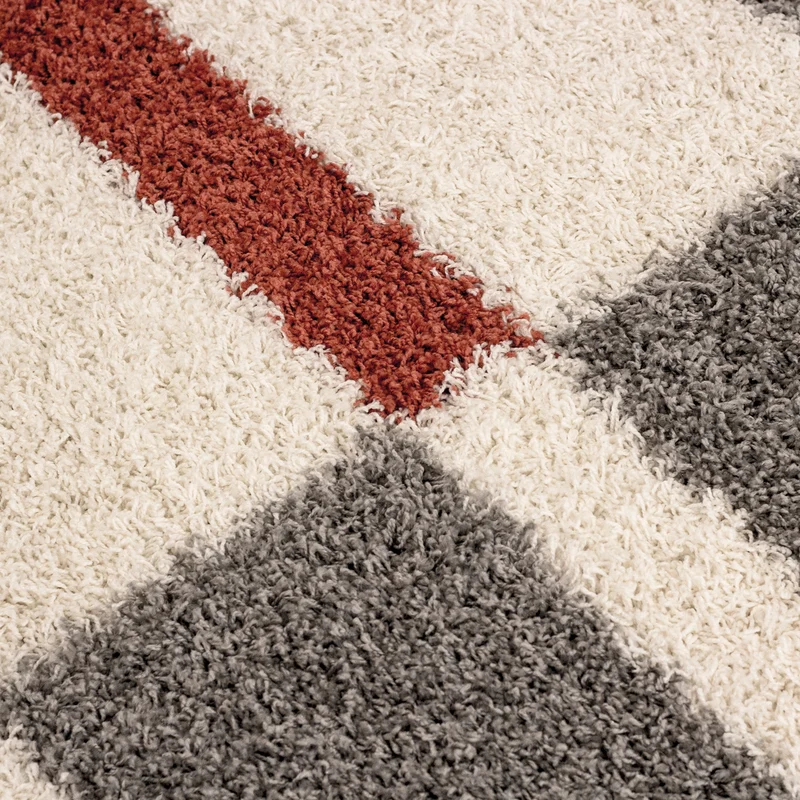 Carpettex Hochflor Teppich Shaggy Karo Weich Pflegeleicht