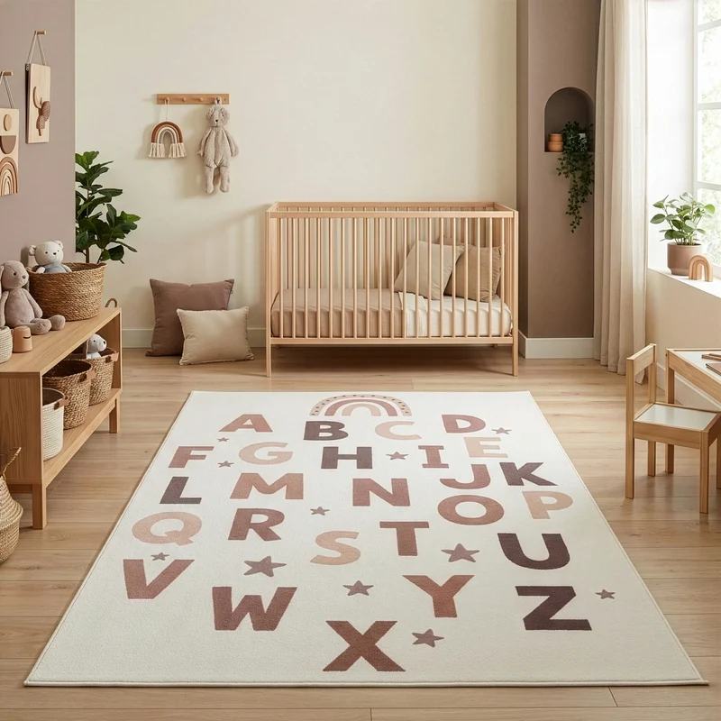 Carpettex Kinderteppich Alphabet Buchstaben Lernteppich