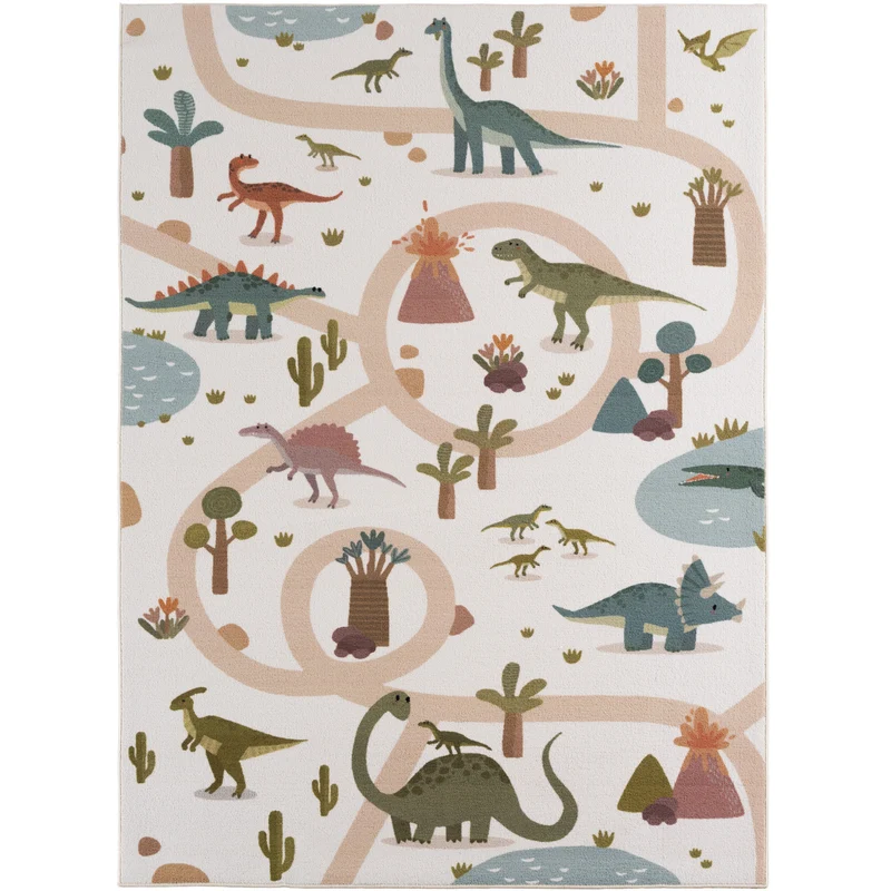 Carpettex Kinderteppich Dinosaurier Dino Straßen Spielteppich