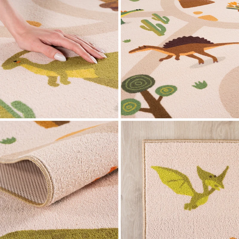 Carpettex Kinderteppich Dinosaurier Dino Straßen Spielteppich